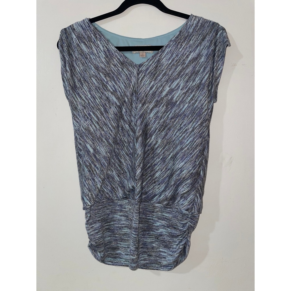 Knox Rose‎ Blue Gray Striped Ruched Tunic Top XS